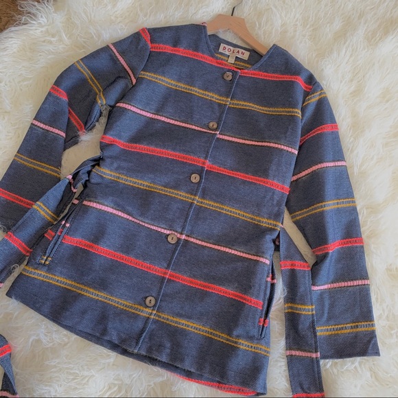 NEW ANTHROPOLOGIE Dolan Piccadilly Belted Tweed Multicolor Striped Wrap Tie Belt - Picture 5 of 13